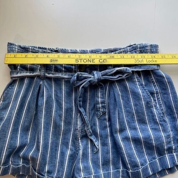 American Eagle Outfitters Striped Cotton Paperbag Shorts Blue White 8 - Picture 6 of 9